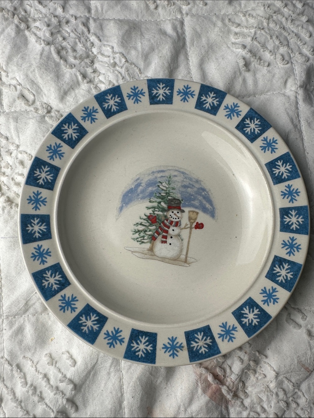 Snowman Holiday Ceramic Plate 2003 Crofton